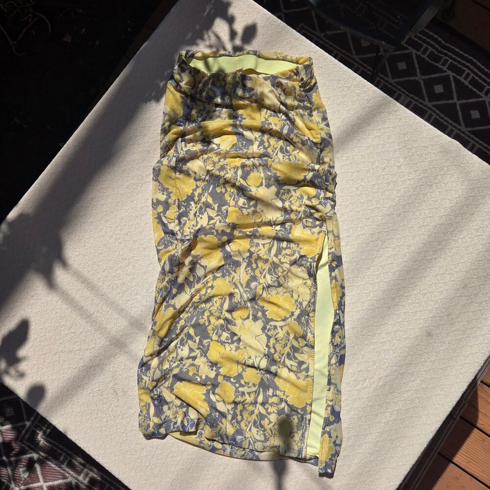 yellow floral mesh midi skirt romantic fairycore ♡